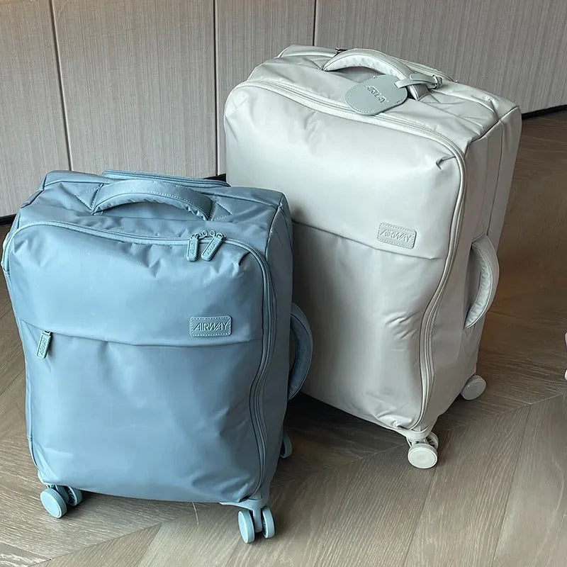 20-inch waterproof Oxford cloth luggage suitcase with universal wheels in bluestone green colour