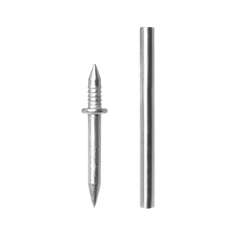 Double-headed galvanised nail with sleeve for skirting board screwless fixing