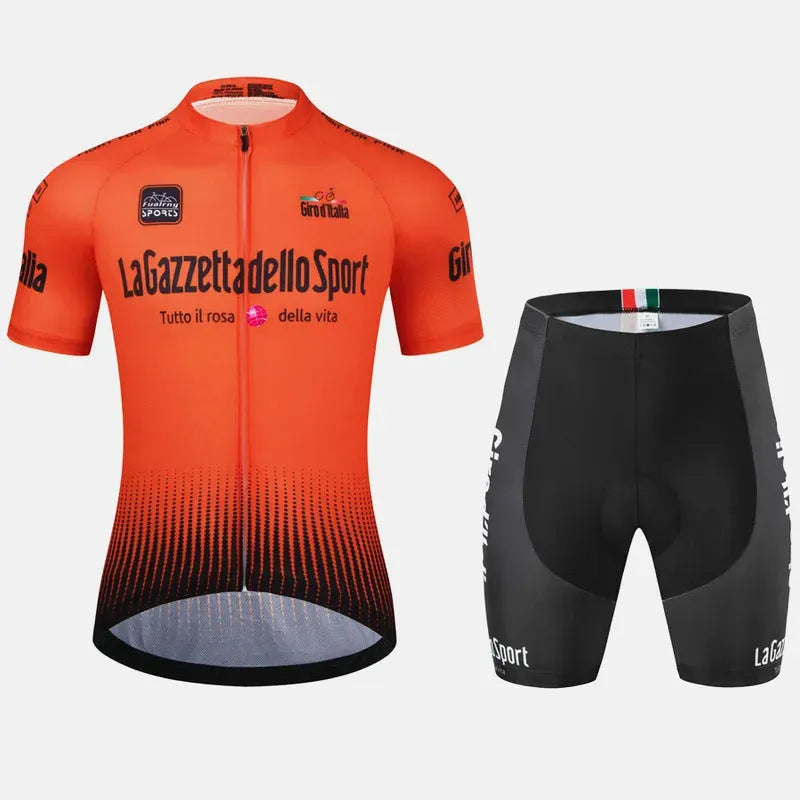 Loop brand short sleeve cycling jersey in a colour pattern, made of quick-dry polyester fabric.
