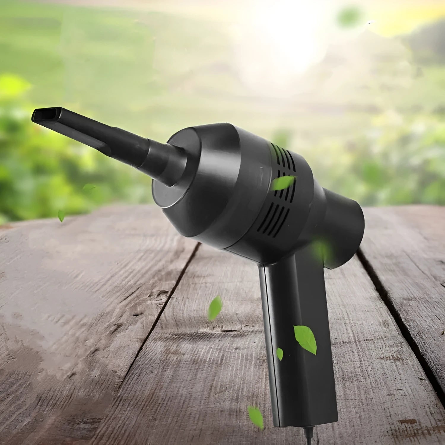 Black desktop mini vacuum cleaner for electronics and keyboard cleaning
