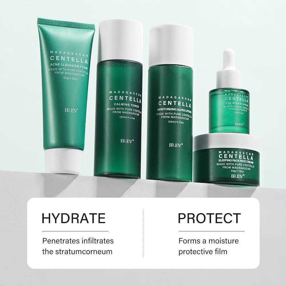 Snow Grass set combination facial skincare cosmetics with five products including Centella Asiatica for universal skin type