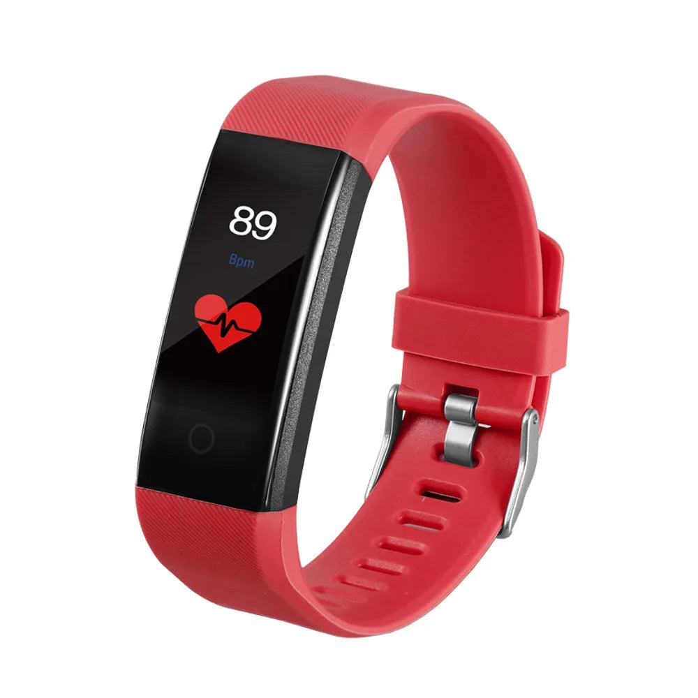 Children's Bluetooth smart bracelet in black with step counting message reminder sleep monitoring touch operation