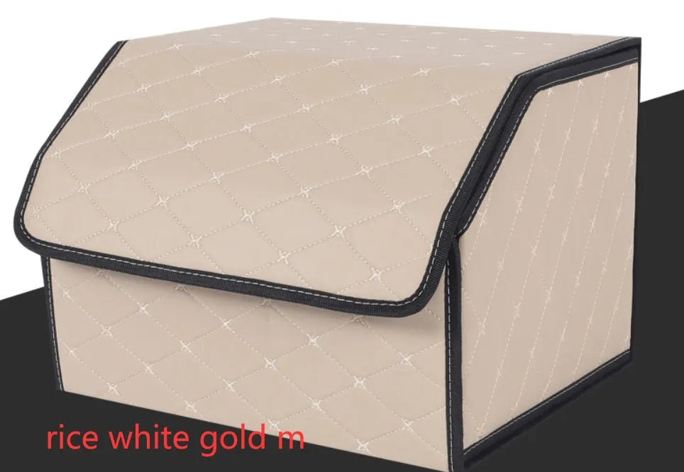 Leather car organiser storage box in Black, size Large 30x30x55cm on car back seat