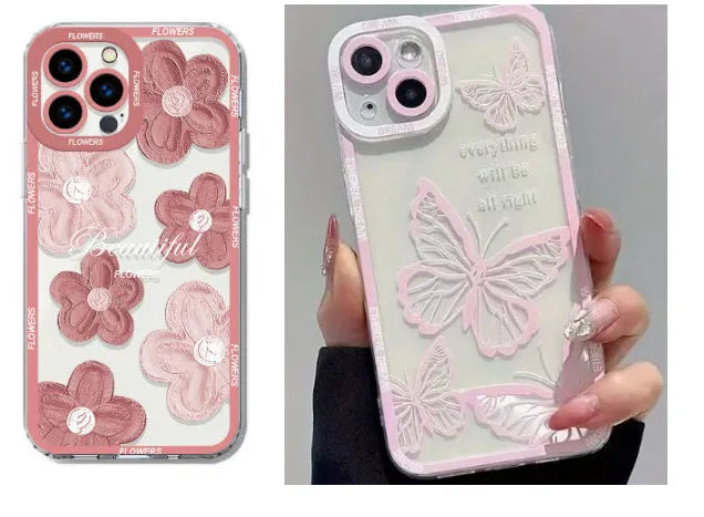 Transparent silicone phone case with oil painting flowers design for Apple iPhone