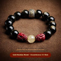 Carved cinnabar bead bracelet with animal zodiac design in gold or silver colour options
