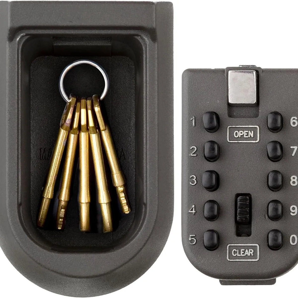 Aluminium alloy password key box mounted on an outdoor brick wall for secure storage.