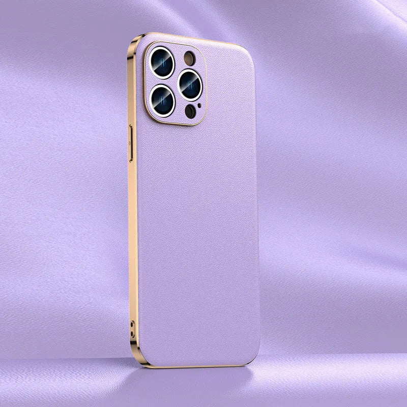 Leather protective case for iPhone 11 to 15 back cover, solid colour, sleek design, multiple colour options available
