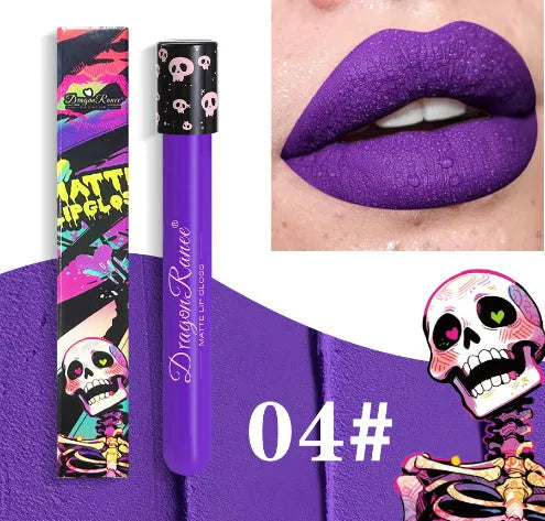 Halloween creative makeup lip gloss in skull test tube with waterproof matte finish