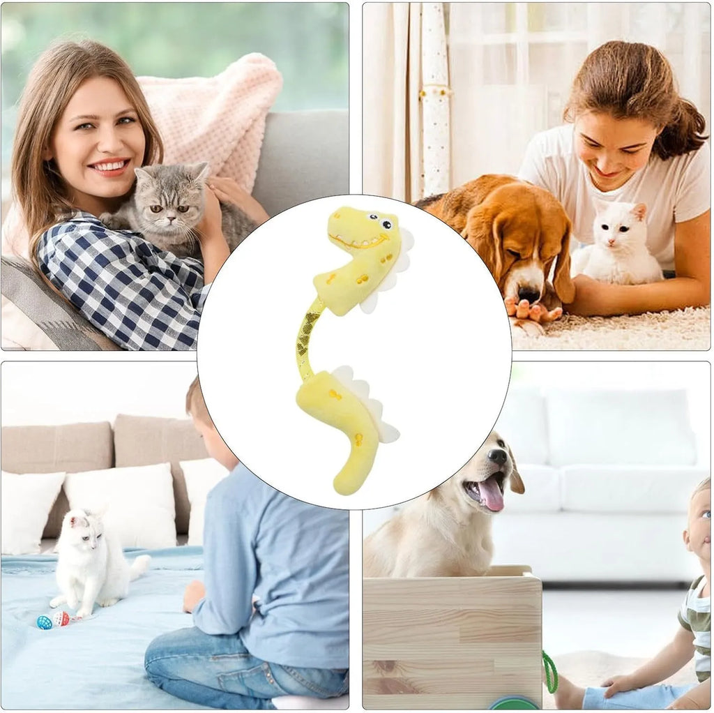 Set of four cat chew toys including rope, fish, mouse, and bunny designs for indoor play