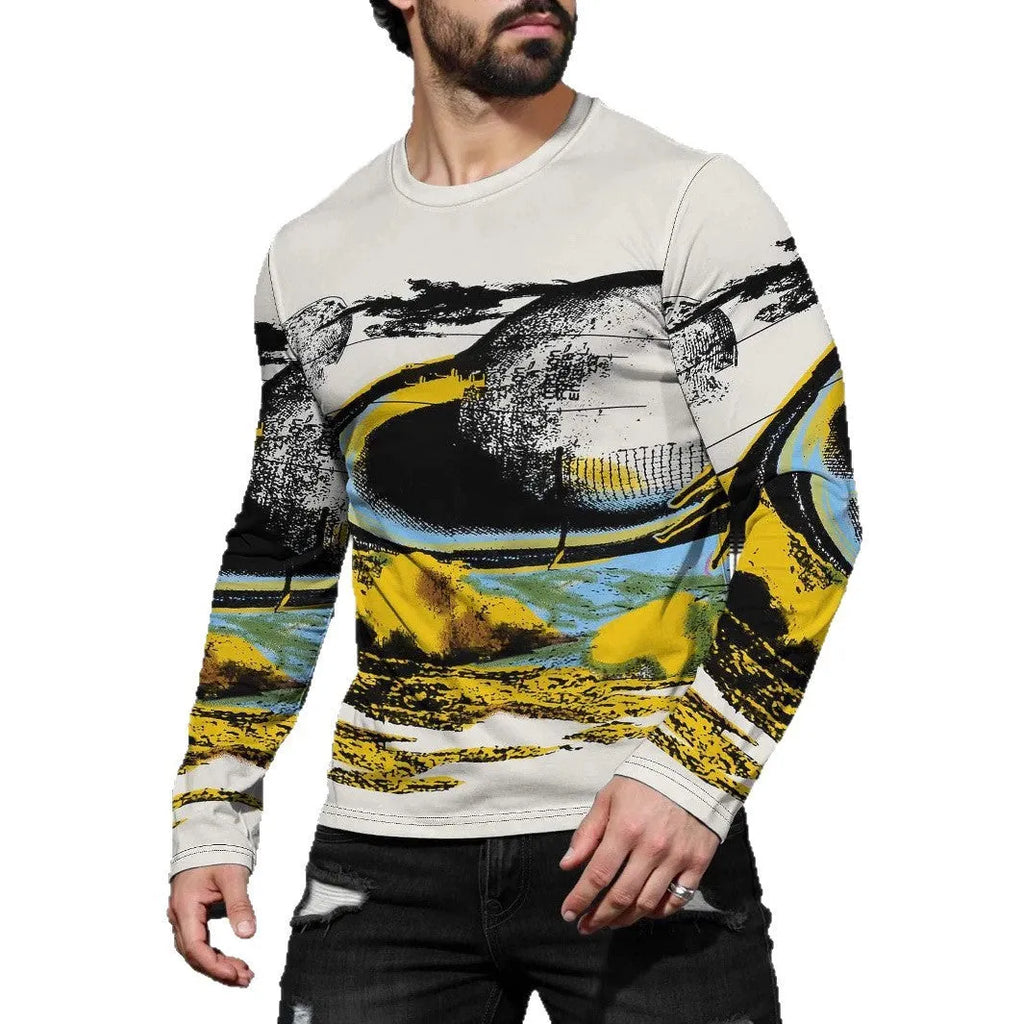 Men's long sleeve round neck milk silk pullover jumper on a hanger, multiple colour options available.