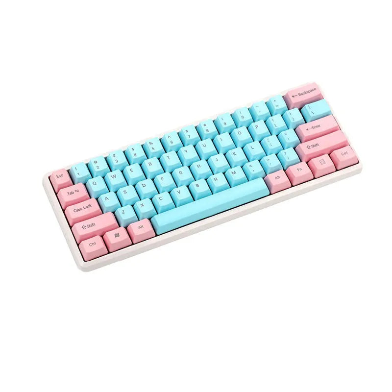 Pink PBT mechanical keyboard keycap set showing side engraving and opaque construction