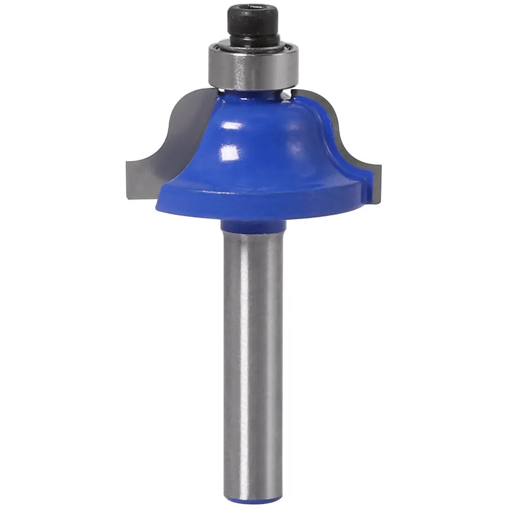 Blue-coated cemented carbide door pattern router bit with 27mm cutting diameter and 6.35mm stem