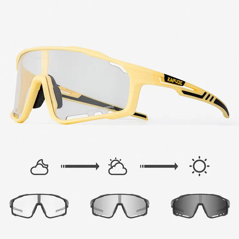 TR90 semi-rimless cycling sunglasses with photochromic lens in multiple colour options