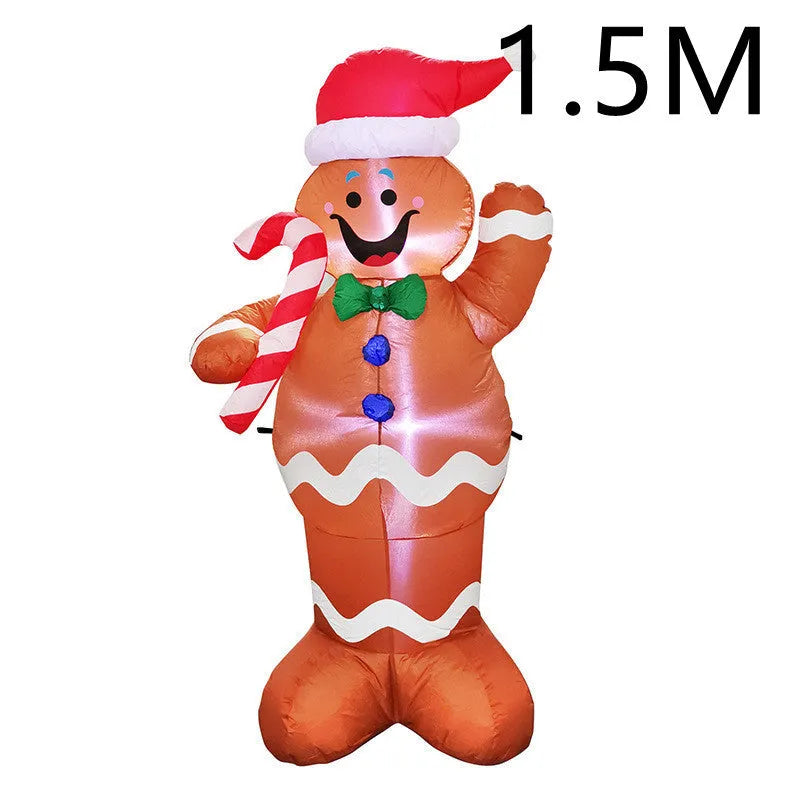 Glowing LED inflatable Christmas decoration showing Santa, tree, or snowman for outdoor garden use