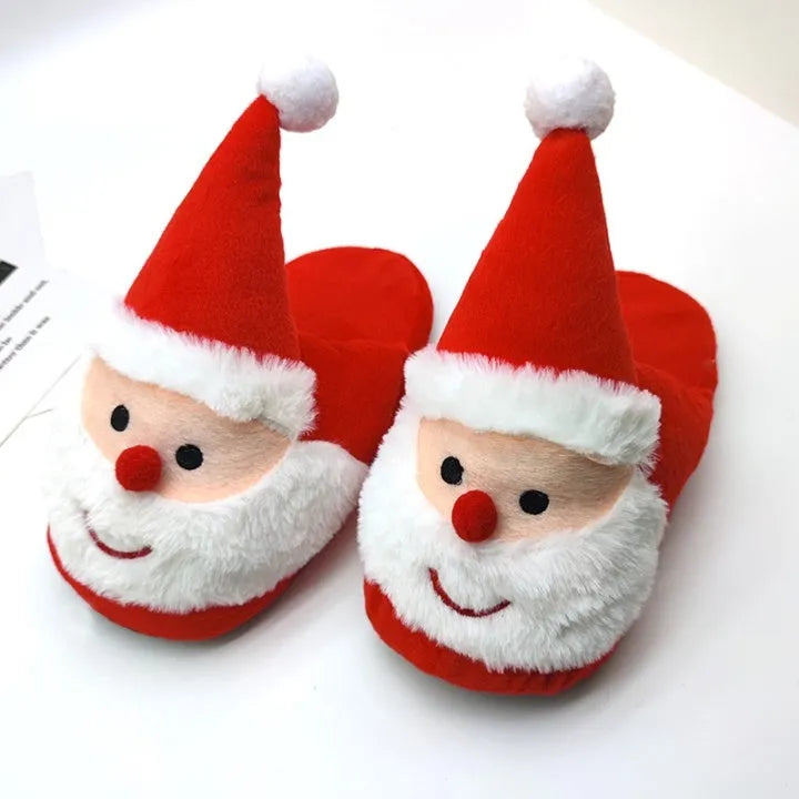 Santa Claus elk cartoon home slippers with polyester upper and TPR sole in red colour with bell