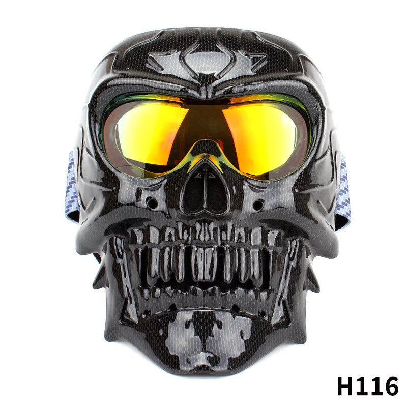 Motorcycle windproof skull goggles with high-definition lens for cycling and off-road use