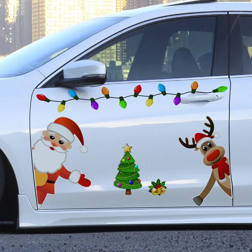 Christmas elk reflective magnetic car decoration sticker in RFM025 colour with cartoon design