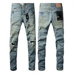 Men's black slim fit stretch skinny jeans with straight leg retro design