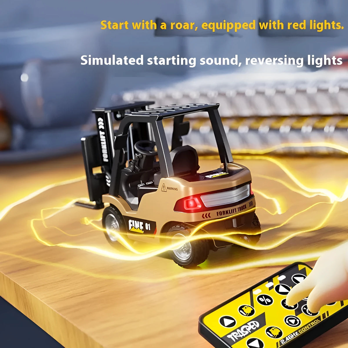 Bluetooth simulation engineering model remote-control automobile 1:64 mini alloy fork lift with mobile phone connection
