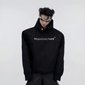 Men's loose hooded sweater with metal three-dimensional printing and structured shoulder pads
