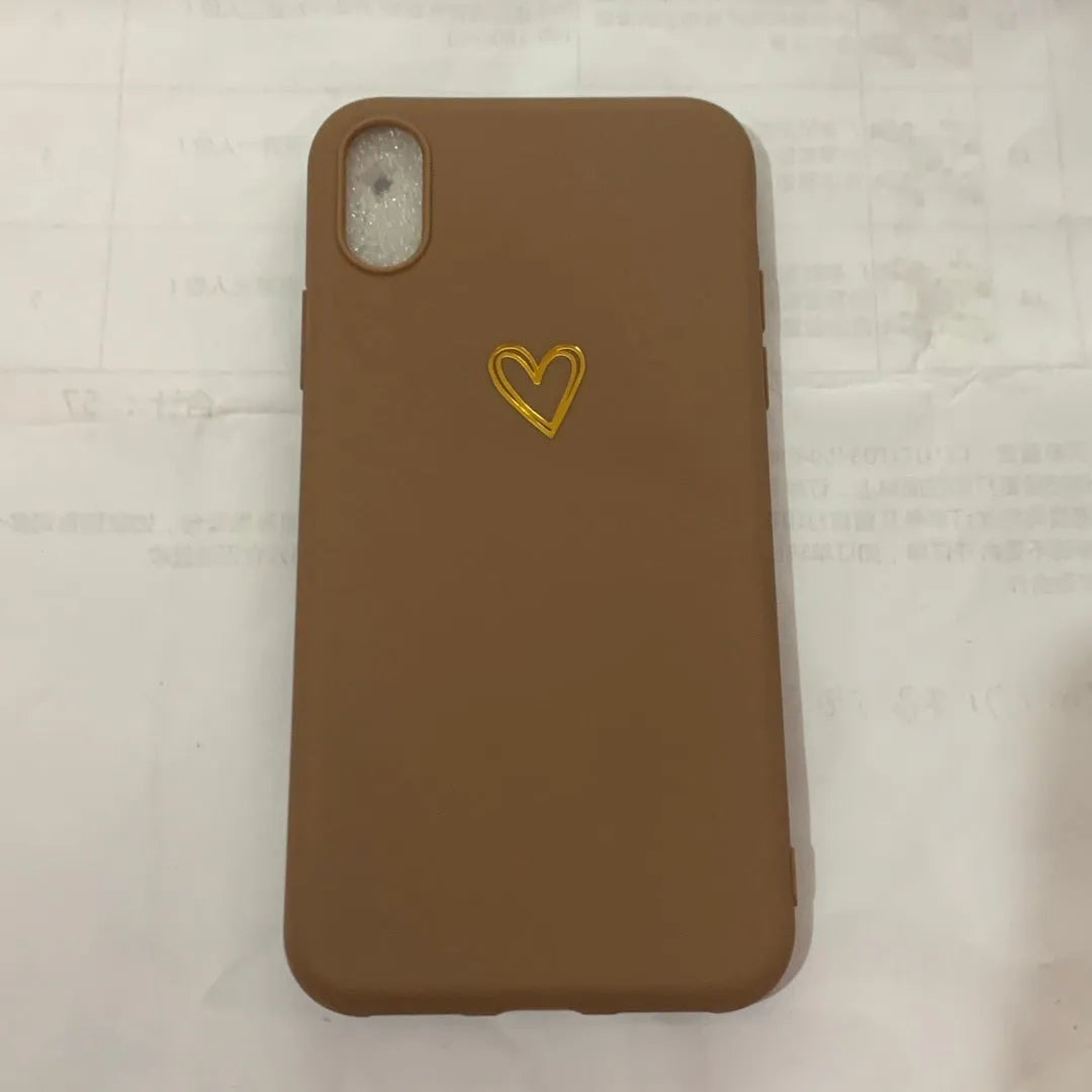 Simple hand-painted love design matte TPU iPhone case in cold wind colour with lanyard holes