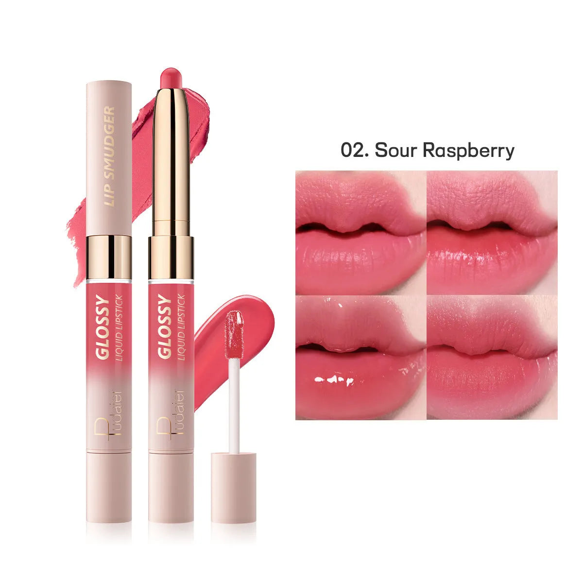 Double-headed lipstick with matte finish and gloss in ten colour options