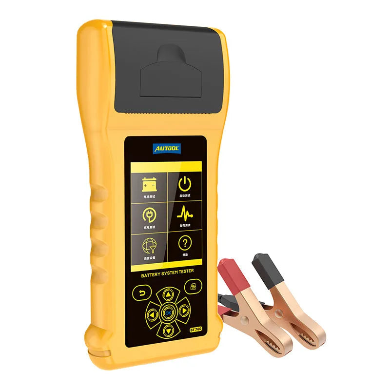 Autool BT760 vehicle battery tester with colour screen and built-in thermal printer for 12V 24V diagnosis
