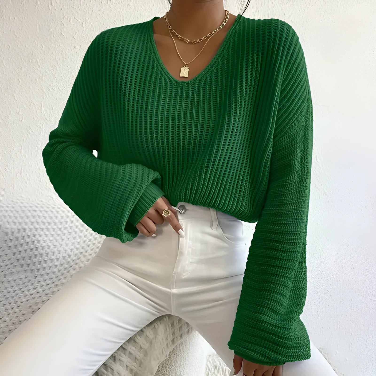 Solid colour long sleeve women's pullover top in polyester, shown in black, pink, green, sky blue, and dark red.