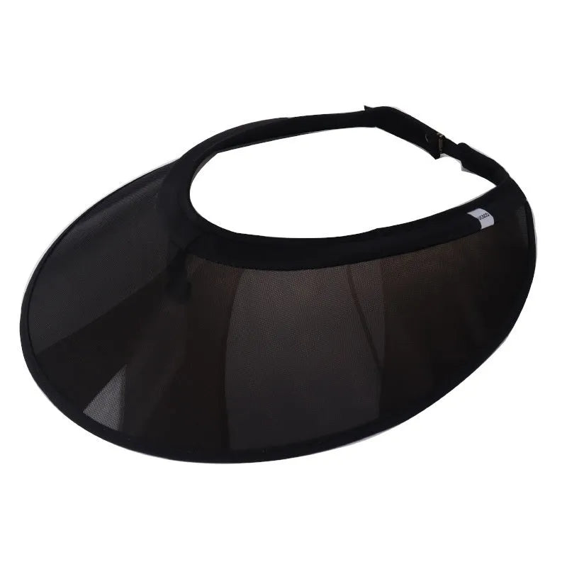 Outdoor riding helmet in black PVC with built-in sun visor, side view, sizes M and L