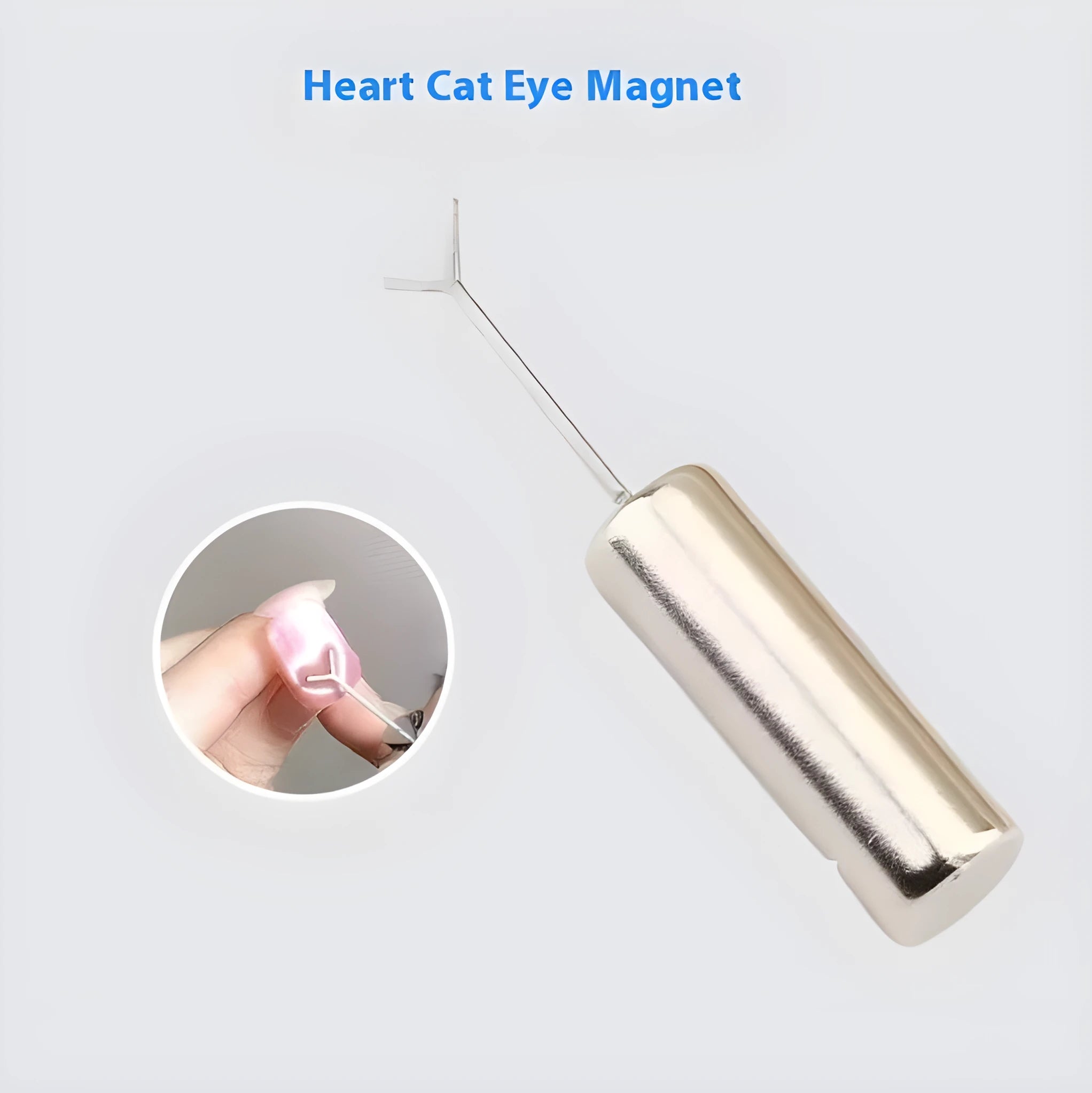 Cylindrical 9x30mm metal manicure magnet with Y-shaped bracket for cat eye nail polish designs