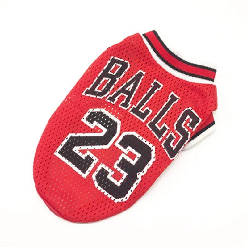 Black and red dog sweatshirt vest in polyester material shown in five sizes