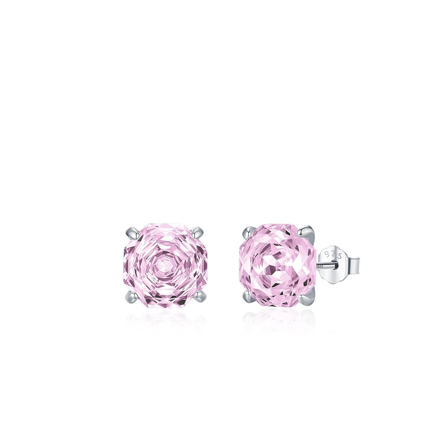S925 sterling silver rose stud earrings for women in 6mm and 8mm sizes with floral design