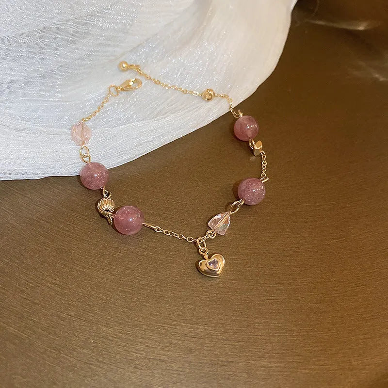 Baroque freshwater pearl bracelet with zircon accents geometric design women's gold colour