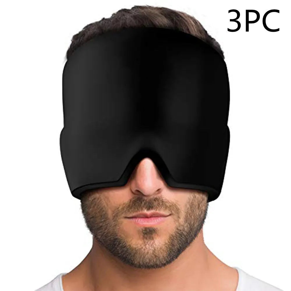 Elastic cloth gel eye mask for headache relief in black, pink or sky blue colours