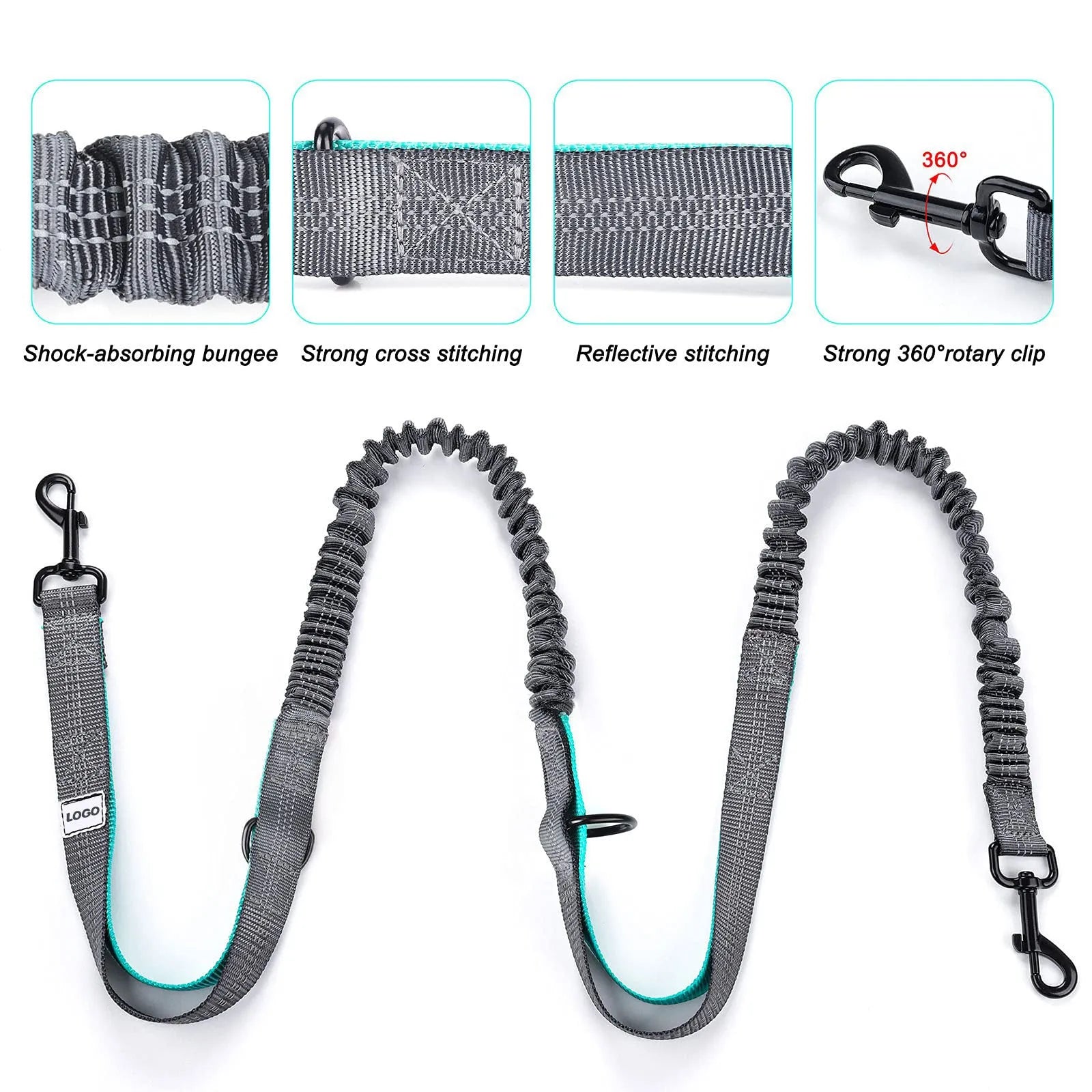 Black outdoor dog walking set with waist bag and adjustable leash on nylon material