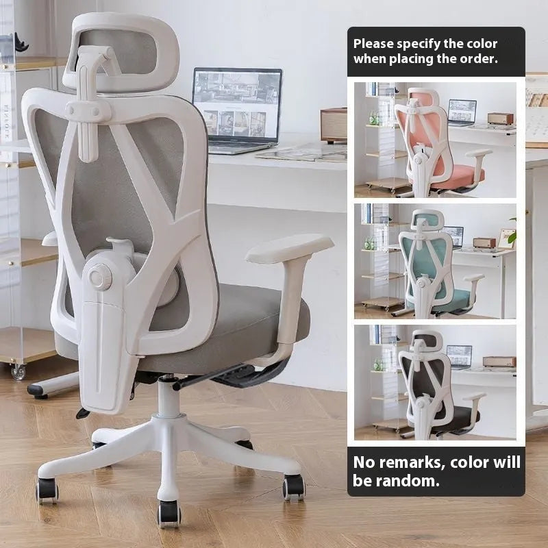 Ergonomic gaming chair with black frame, mesh seat, 4D adjustable armrests, and footrest on a neutral background