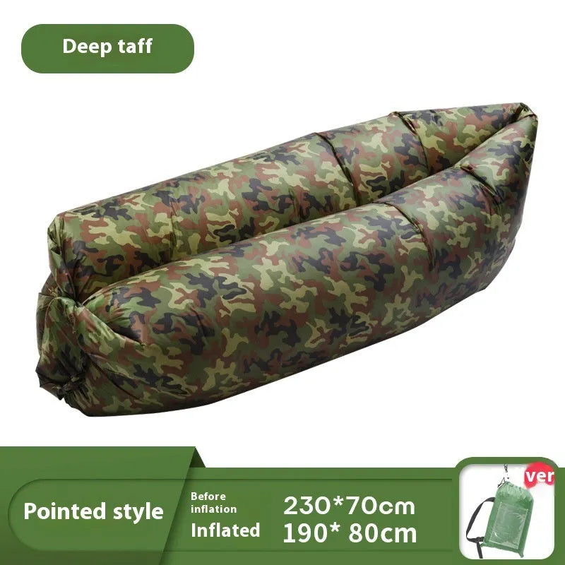 Inflatable lazy sofa in outdoor setting with colourful design options