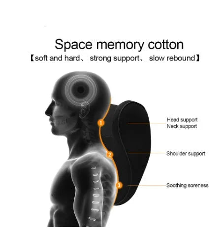 Car headrest set with memory foam cotton pillow and lumbar support in breathable fabric on car seat