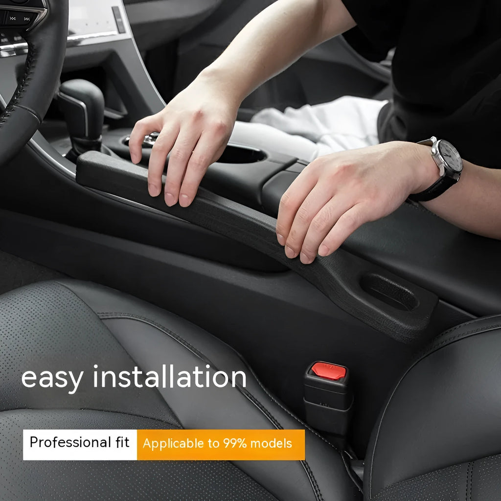Two polyresin car seat gap sealing strips in chosen colour, showing integrated handle.