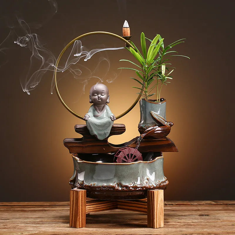 Small ceramic self-circulating fish tank for desktop, sitting colour style