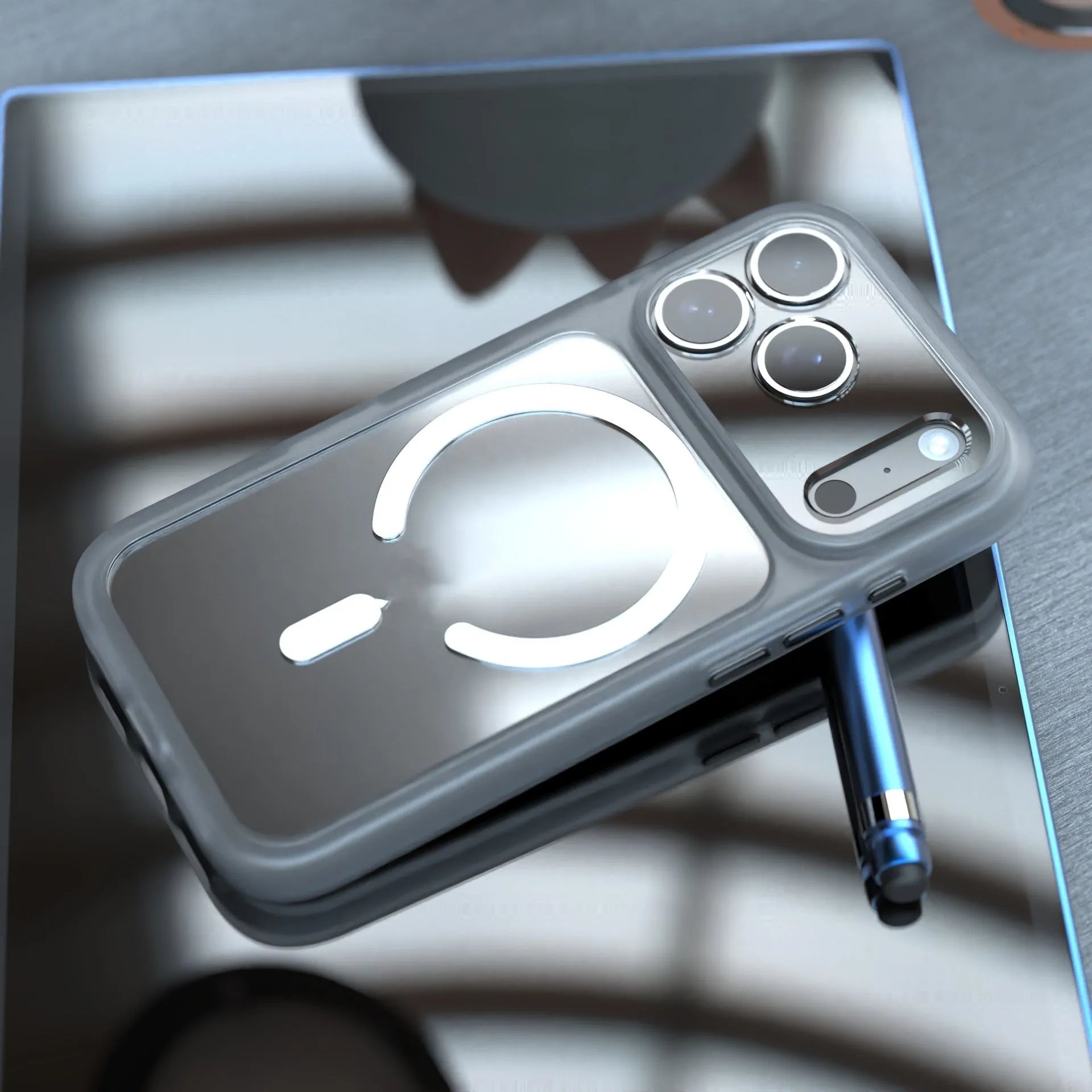 Magnetic iPhone 17 Pro Max case in black colour showing two-in-one design