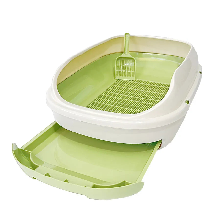 Semi-closed double layer cat litter box with grid drawer, large 51x40.5x20.5cm, gray colour
