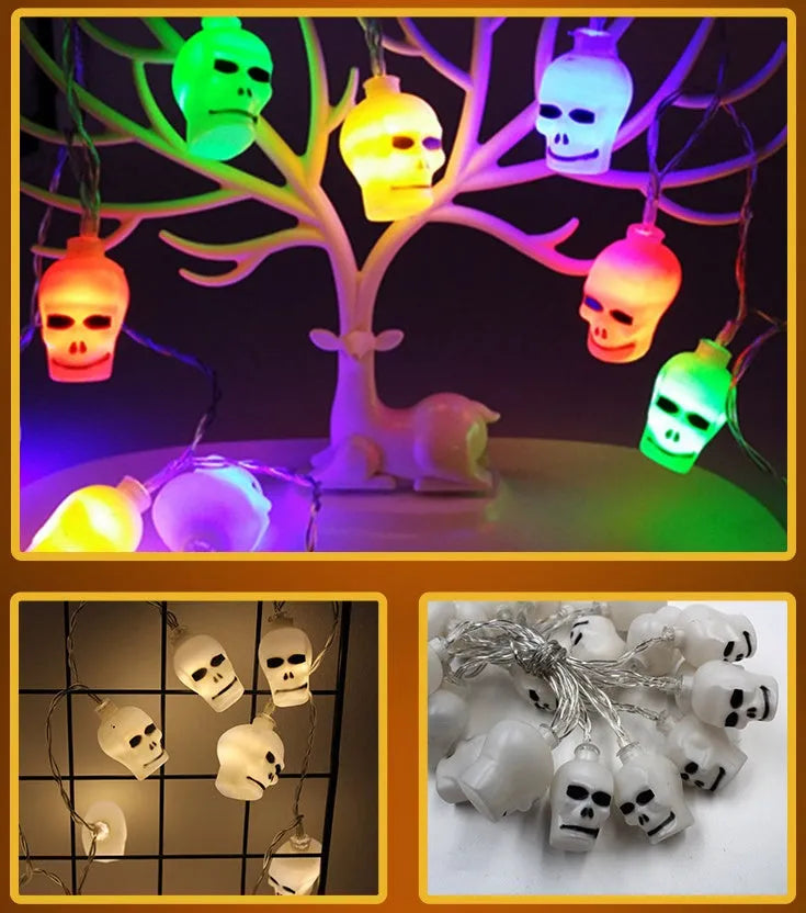 Halloween LED string lights with pumpkin ghost bat spider pendants on 1.2 metre battery-powered string
