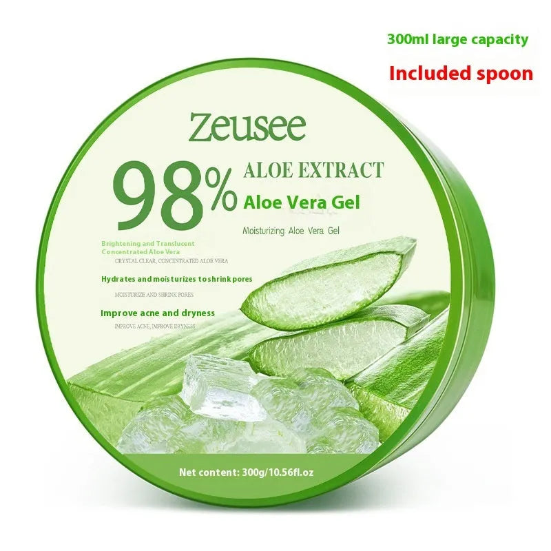 300g jar of aloe vera facial gel with application spoon for acne control and hydrating moisturiser