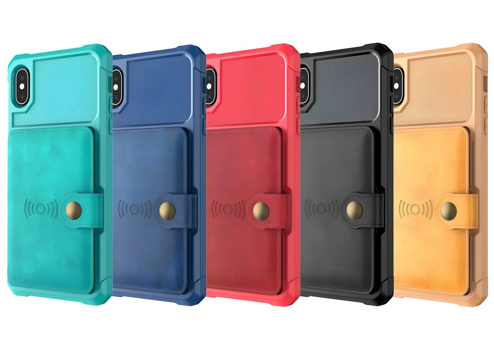 Geometric pattern PU leather mobile phone case in multiple colour options for iPhone and Samsung smartphones