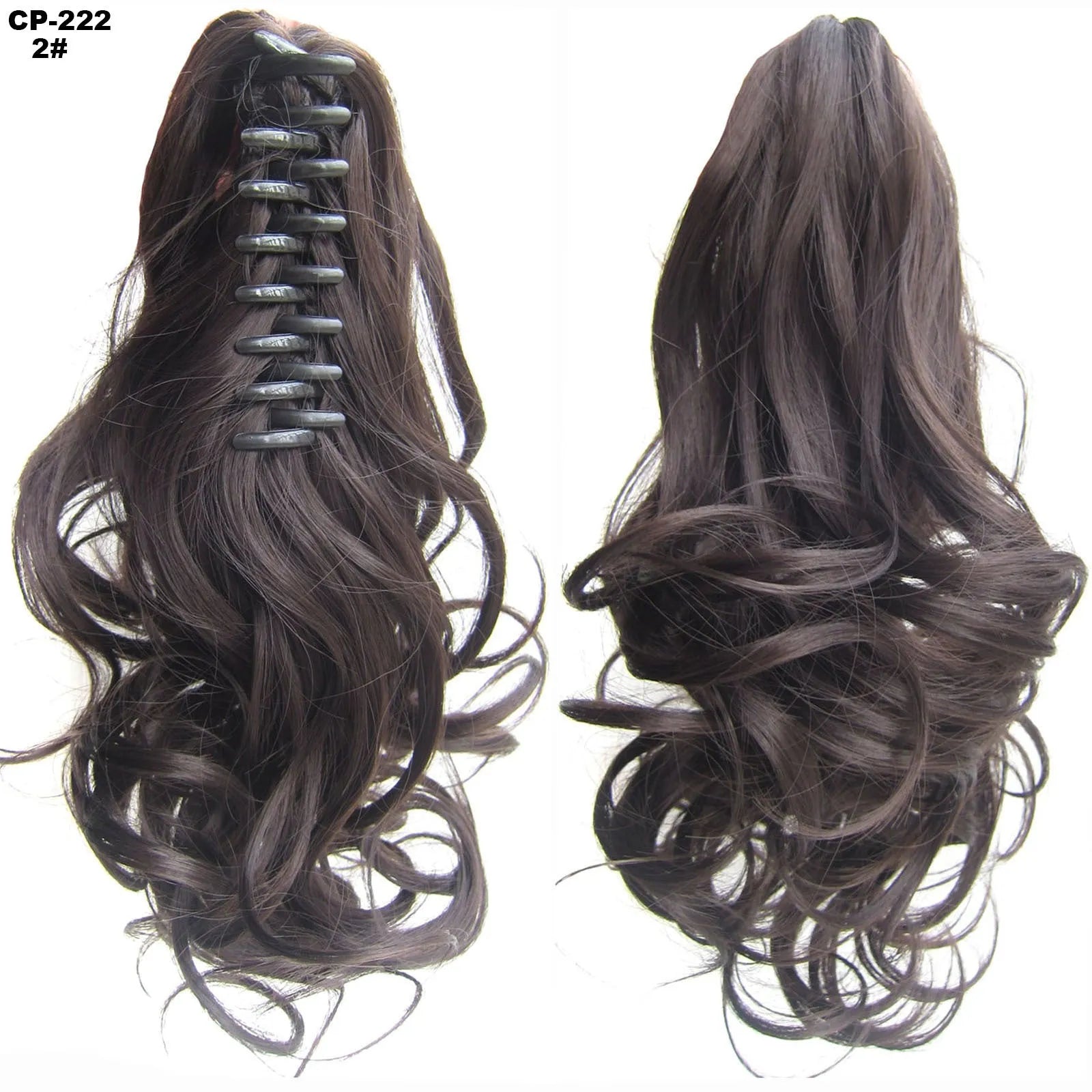 Long wave ponytail wrap around clip in hair extension 40cm chemical fiber natural wave grey hairpiece