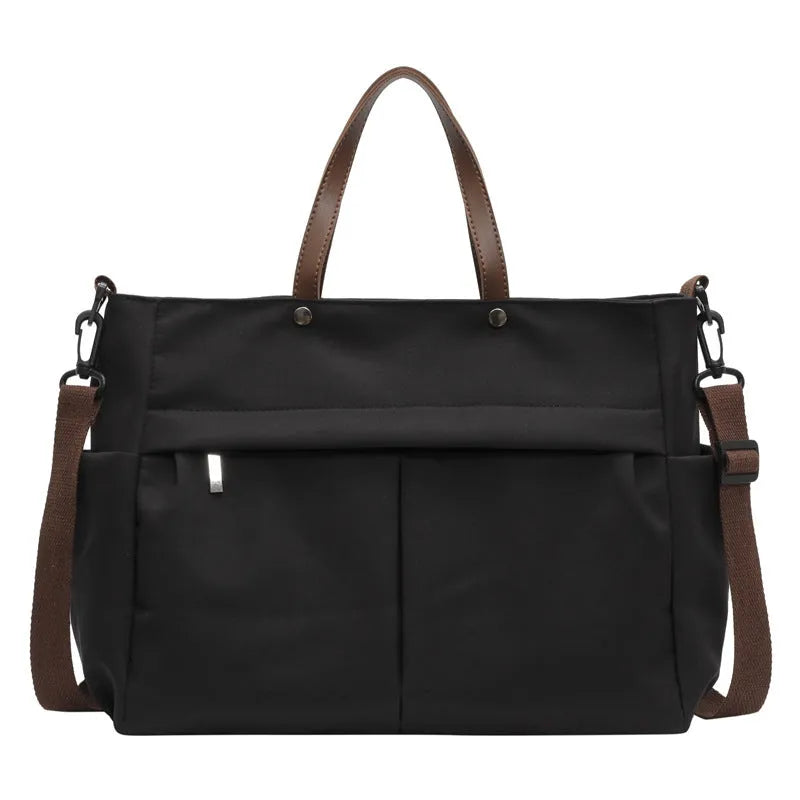 Nylon crossbody tote bag for women in black, grey, milky white, or green colours