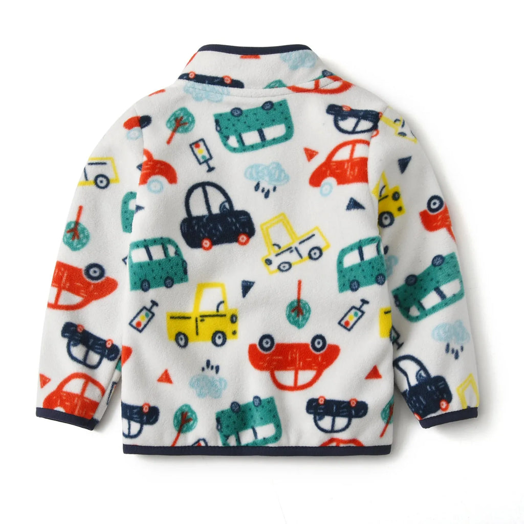Boys plus fleece jacket in 100% polyester polar fleece with stand-up collar, long sleeves, casual style, available in multiple sizes