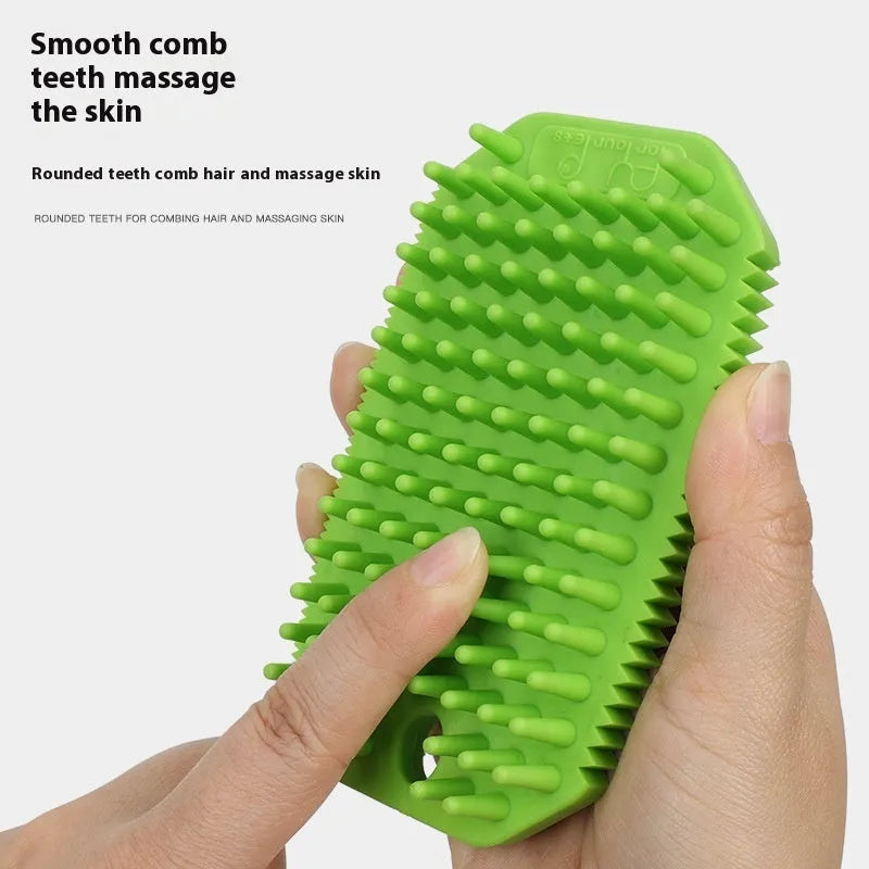 Pet bath massage comb with TPR bristles, 7x2.9x12.1cm, in black for dogs, wet and dry use