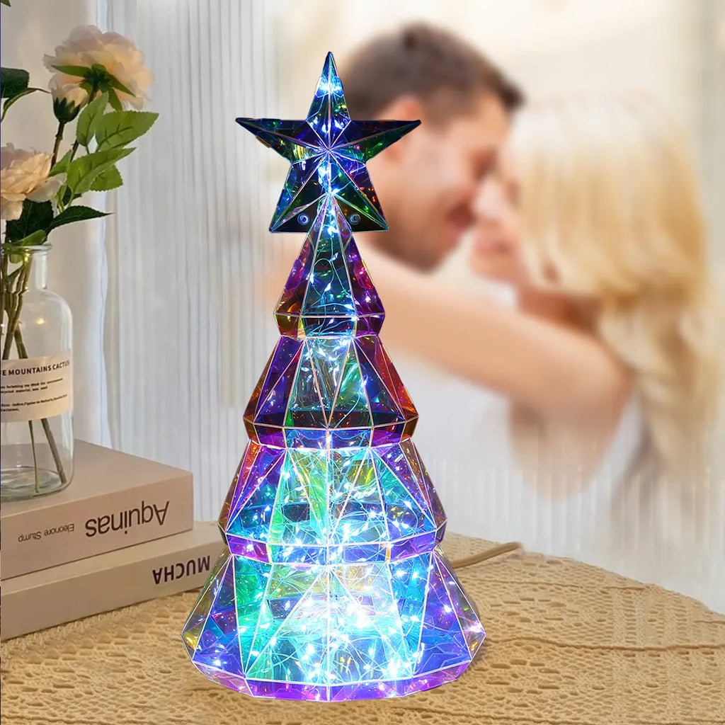 Colourful cartoon Christmas tree luminous decoration measuring 14.5 by 4.8 by 20 centimetres